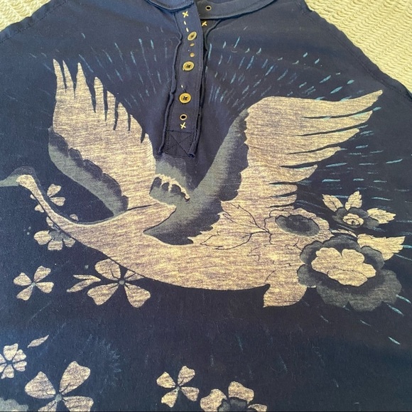 Free People Tranquility Graghic Crochet Sleeve Top - S - Picture 6 of 13